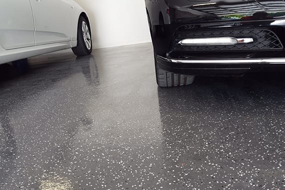 garage floor coating with 2 cars on top