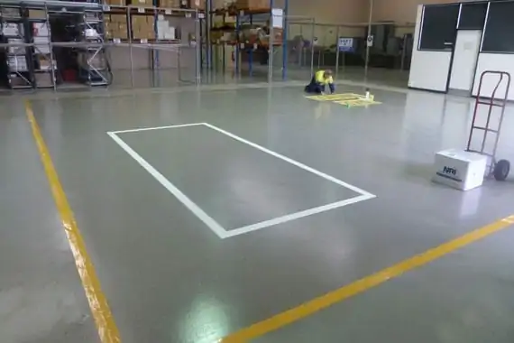 applying safety lines to the floor
