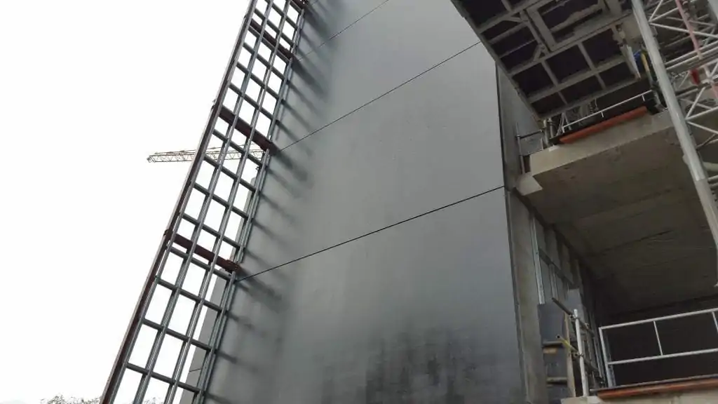 wall coating on large building